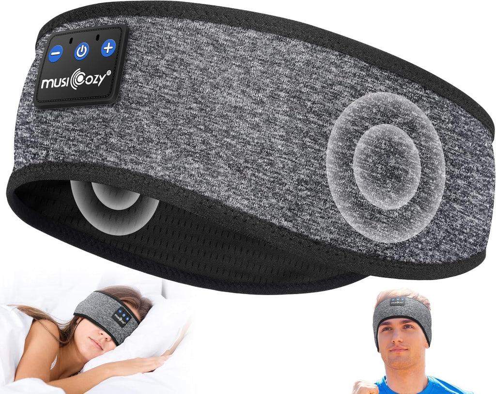 Sleep Headphones Bluetooth 5.2 Headband Headphones, Wireless Earphones Music Sleep Earbuds for Side Sleepers Sleeping Eye Mask for Women Men Workout Running Cool Unique Gifts