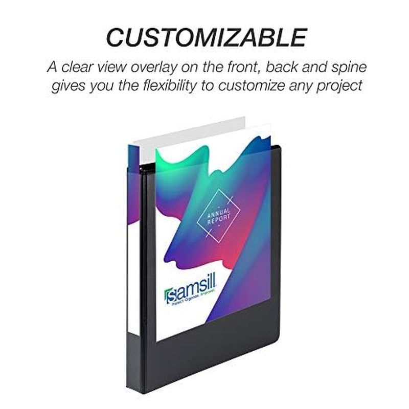 Durable 1 Inch D Ring Black Binder/Customizable Clear View Binder/Bulk Binder 12 Pack/Black 3 Ring Binder/One Inch Binder